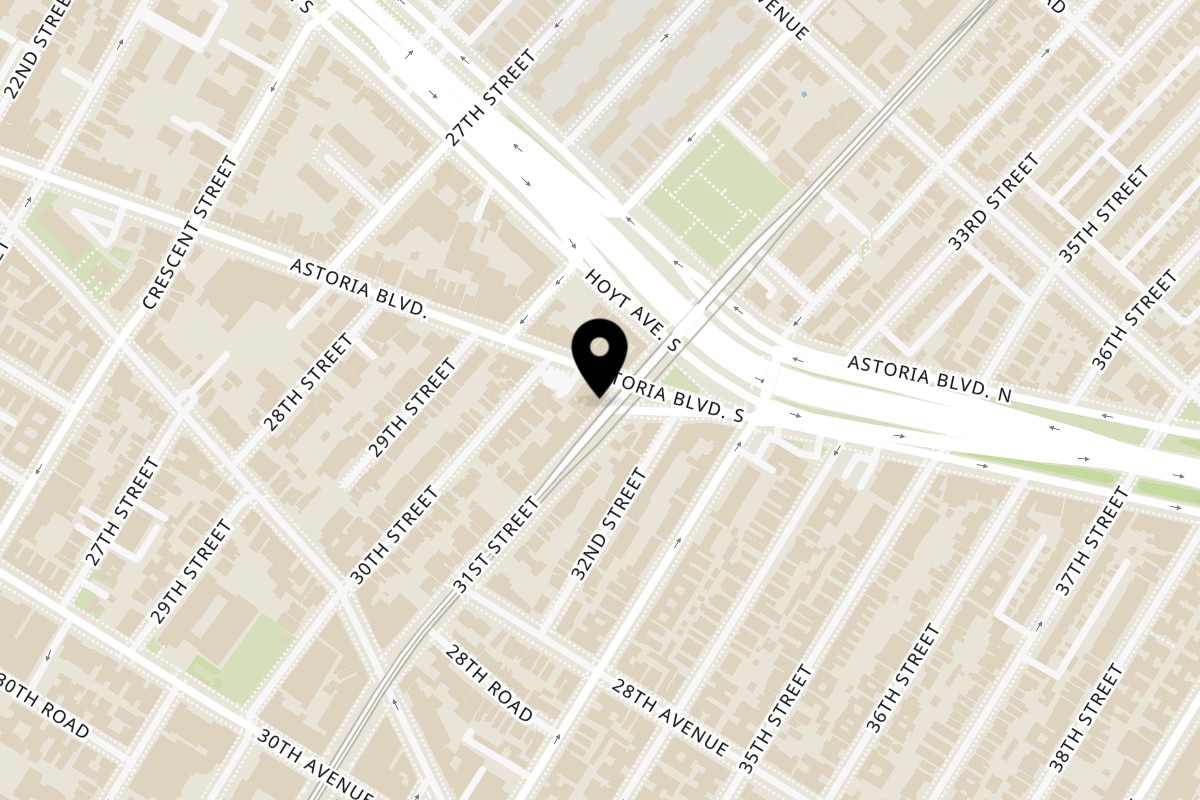 Map showing the location of SVL Souvlaki Bar on 30-18B Astoria Blvd in Astoria